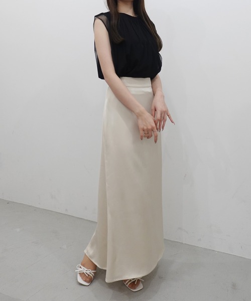 SOELA（ソエラ）の「【INGNI　SOELA】オーガンジーレイヤードトップス／WEB限定（Tシャツ/カットソー・レディース・ブラック/オフホワイト・FREE）」の10枚目の写真