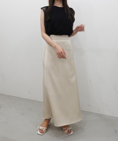 SOELA（ソエラ）の「【INGNI　SOELA】オーガンジーレイヤードトップス／WEB限定（Tシャツ/カットソー・レディース・ブラック/オフホワイト・FREE）」の12枚目の写真