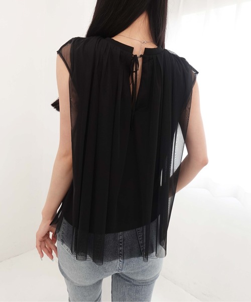 SOELA（ソエラ）の「【INGNI　SOELA】オーガンジーレイヤードトップス／WEB限定（Tシャツ/カットソー・レディース・ブラック/オフホワイト・FREE）」の21枚目の写真