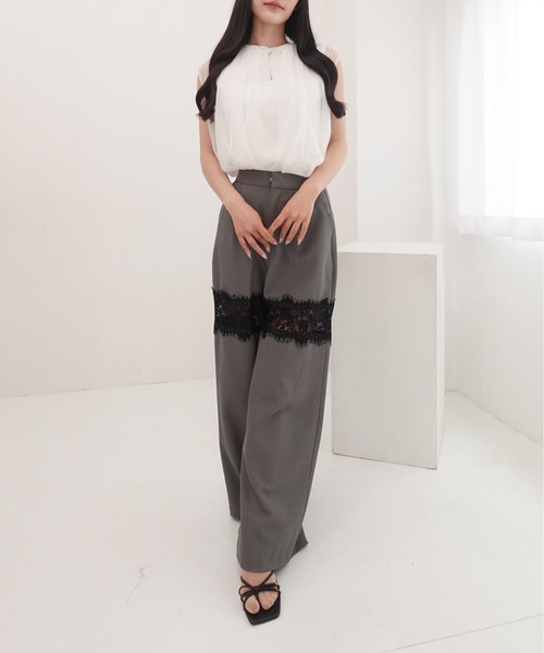 SOELA（ソエラ）の「【INGNI　SOELA】オーガンジーレイヤードトップス／WEB限定（Tシャツ/カットソー・レディース・ブラック/オフホワイト・FREE）」の19枚目の写真