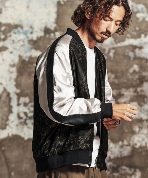Jih Nunc（ジーヌンク）の「mj11700- フローラルプリントスカジャン(JIH-R1192)（スカジャン・メンズ・パープル/ブラック・L/M/S）」の5枚目の写真