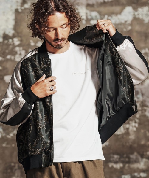 Jih Nunc（ジーヌンク）の「mj11700- フローラルプリントスカジャン(JIH-R1192)（スカジャン・メンズ・パープル/ブラック・L/M/S）」の6枚目の写真