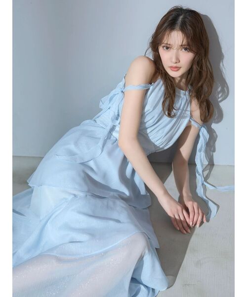 dazzlin(ダズリン)の「アシメフリルリボンシフォンワンピース(ワンピース・レディース・ブラック/ブルー/ピンク・MEDIUM/SMALL)」の8枚目の写真