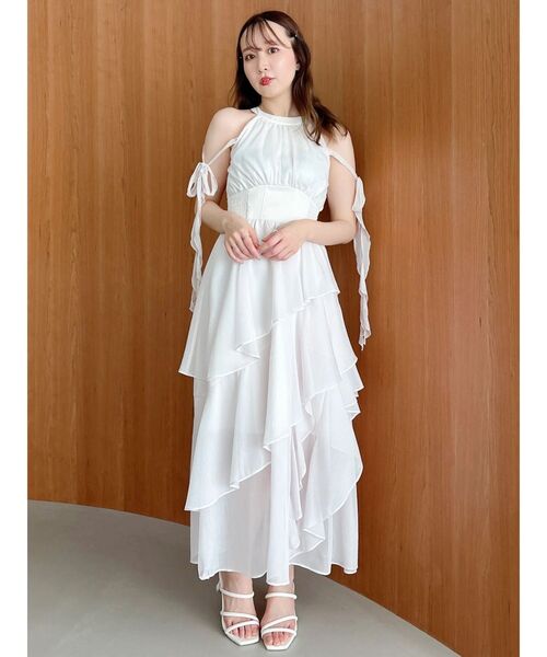 dazzlin(ダズリン)の「アシメフリルリボンシフォンワンピース(ワンピース・レディース・ブラック/ブルー/ピンク・MEDIUM/SMALL)」の10枚目の写真