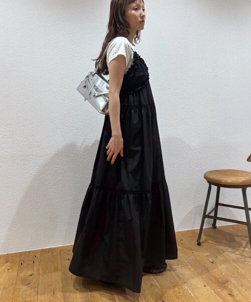 w closet（ダブルクローゼット）の「レース切替キャミワンピース（ワンピース・レディース・オフホワイト/サックスブルー/レッド/ブラック・FREE）」の9枚目の写真