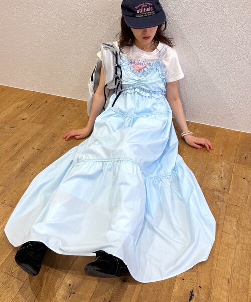 w closet（ダブルクローゼット）の「レース切替キャミワンピース（ワンピース・レディース・オフホワイト/サックスブルー/レッド/ブラック・FREE）」の11枚目の写真
