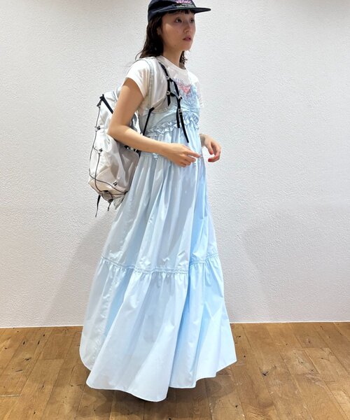 w closet（ダブルクローゼット）の「レース切替キャミワンピース（ワンピース・レディース・オフホワイト/サックスブルー/レッド/ブラック・FREE）」の12枚目の写真