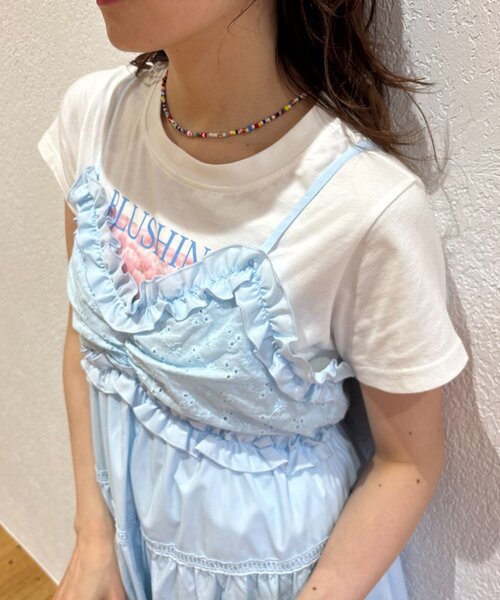 w closet（ダブルクローゼット）の「レース切替キャミワンピース（ワンピース・レディース・オフホワイト/サックスブルー/レッド/ブラック・FREE）」の15枚目の写真