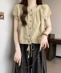 パフスリーブ半袖・ドロストブラウス