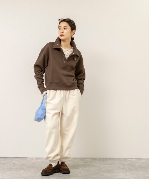 MAQWEL（マクウェル）の「【MAQWEL/マクウェル】ウォッシャブルスタンドネックスウェット（Tシャツ/カットソー・レディース・ライトグレー/ダークブラウン・FREE）」の19枚目の写真