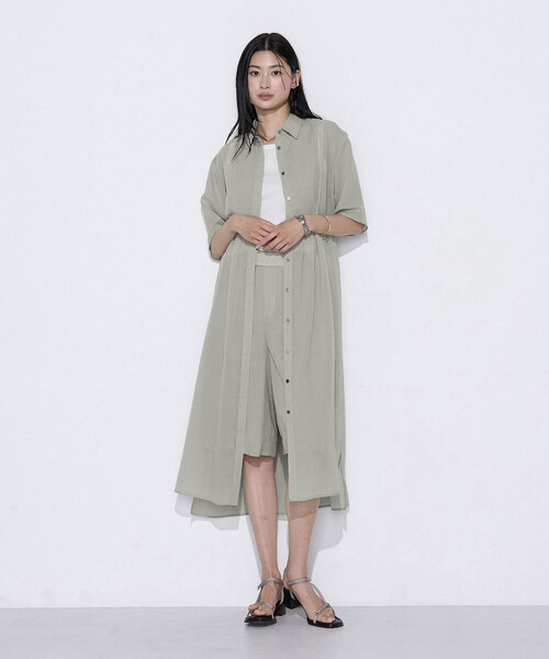 COMME CA（コムサ）の「〔 TALLサイズ 〕 【セットアップ対応】トリアセクールスラブ シャツワンピース（ワンピース・レディース・キナリ・15号）」の2枚目の写真