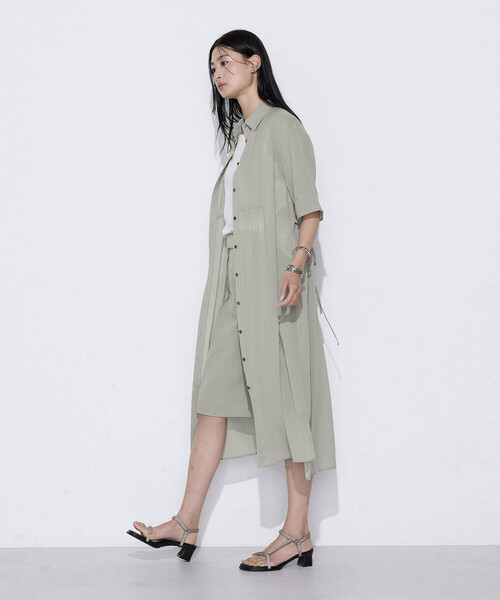 COMME CA（コムサ）の「〔 TALLサイズ 〕 【セットアップ対応】トリアセクールスラブ シャツワンピース（ワンピース・レディース・キナリ・15号）」の3枚目の写真