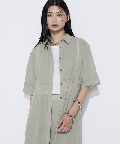 COMME CA（コムサ）の「〔 TALLサイズ 〕 【セットアップ対応】トリアセクールスラブ シャツワンピース（ワンピース・レディース・キナリ・15号）」の5枚目の写真