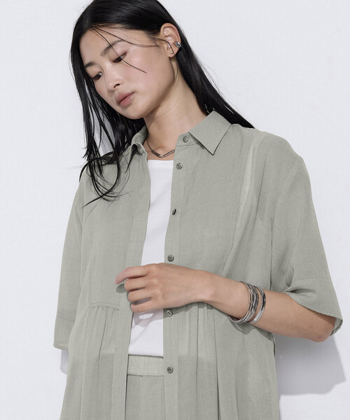 COMME CA（コムサ）の「〔 TALLサイズ 〕 【セットアップ対応】トリアセクールスラブ シャツワンピース（ワンピース・レディース・キナリ・15号）」の7枚目の写真