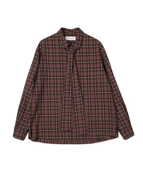 CULLNI（クルニ）の「Turtun Check Bow Tie Long Sleeve Shirt（シャツ/ブラウス・メンズ・ブラウン/ベージュ/ブラック/グレー・2/1/0）」の4枚目の写真