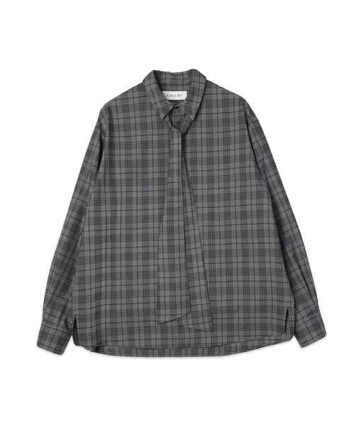CULLNI（クルニ）の「Turtun Check Bow Tie Long Sleeve Shirt（シャツ/ブラウス・メンズ・ブラウン/ベージュ/ブラック/グレー・2/1/0）」の3枚目の写真