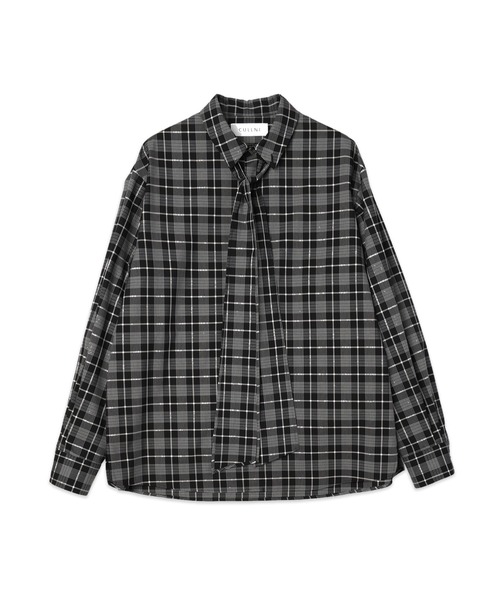 CULLNI（クルニ）の「Turtun Check Bow Tie Long Sleeve Shirt（シャツ/ブラウス・メンズ・ブラウン/ベージュ/ブラック/グレー・2/1/0）」の2枚目の写真