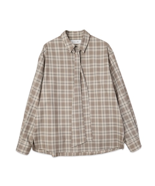 CULLNI（クルニ）の「Turtun Check Bow Tie Long Sleeve Shirt（シャツ/ブラウス・メンズ・ブラウン/ベージュ/ブラック/グレー・2/1/0）」の10枚目の写真