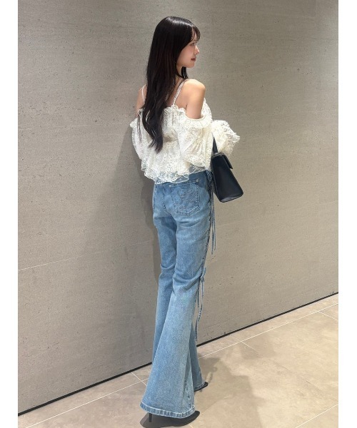 SNIDEL(スナイデル)の「【00サイズあり】リボンレースアップデニムパンツ(デニムパンツ・レディース・ライトブルー/ブルー/ブラック・00/0/1)」の5枚目の写真