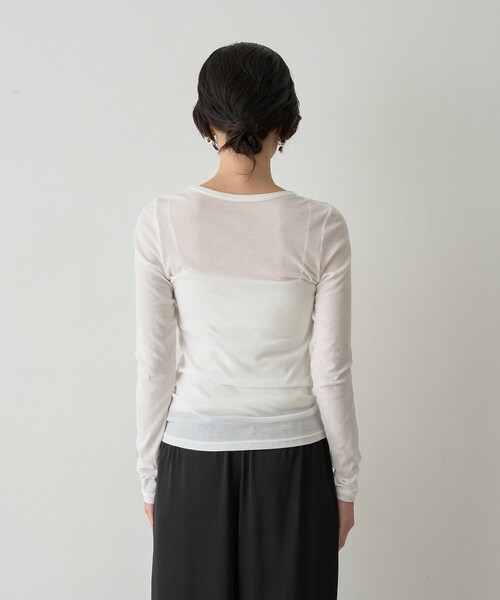 qualite(カリテ)の「【接触冷感素材】ストレッチフライスカットソー(Tシャツ/カットソー・レディース・その他/オフホワイト/チャコールグレー・フリー)」の17枚目の写真