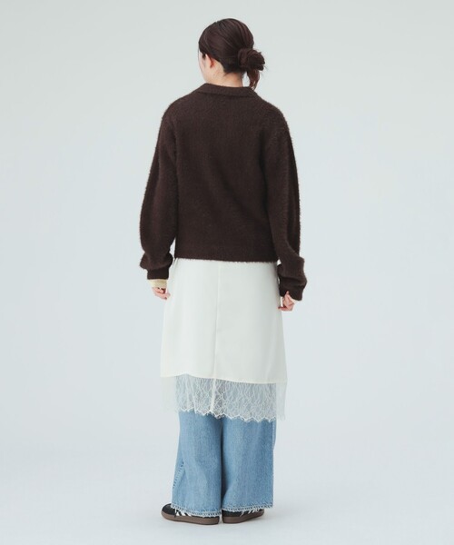 BEAMS HEART(ビームスハート)の「シャギー ポロ ニット(ニット/セーター・レディース・ブラウン/ホワイト系その他5/レッド・FREE)」の8枚目の写真