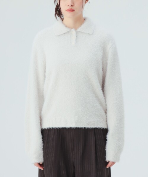 BEAMS HEART(ビームスハート)の「シャギー ポロ ニット(ニット/セーター・レディース・ブラウン/ホワイト系その他5/レッド・FREE)」の14枚目の写真