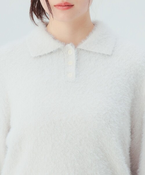 BEAMS HEART(ビームスハート)の「シャギー ポロ ニット(ニット/セーター・レディース・ブラウン/ホワイト系その他5/レッド・FREE)」の17枚目の写真