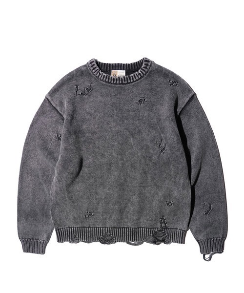 TOWNCRAFT（タウンクラフト）の「TOWNCRAFT / タウンクラフト COTTON DAMAGED CREW SWEATER コットン ダメージ クルーセーター（スウェット・メンズ・ブラック/パープル/ブルー/レッド・MEDIUM/LARGE）」の2枚目の写真