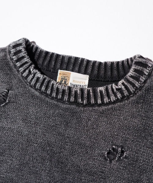 TOWNCRAFT（タウンクラフト）の「TOWNCRAFT / タウンクラフト COTTON DAMAGED CREW SWEATER コットン ダメージ クルーセーター（スウェット・メンズ・ブラック/パープル/ブルー/レッド・MEDIUM/LARGE）」の9枚目の写真