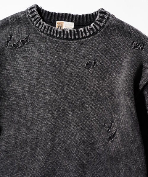 TOWNCRAFT（タウンクラフト）の「TOWNCRAFT / タウンクラフト COTTON DAMAGED CREW SWEATER コットン ダメージ クルーセーター（スウェット・メンズ・ブラック/パープル/ブルー/レッド・MEDIUM/LARGE）」の10枚目の写真