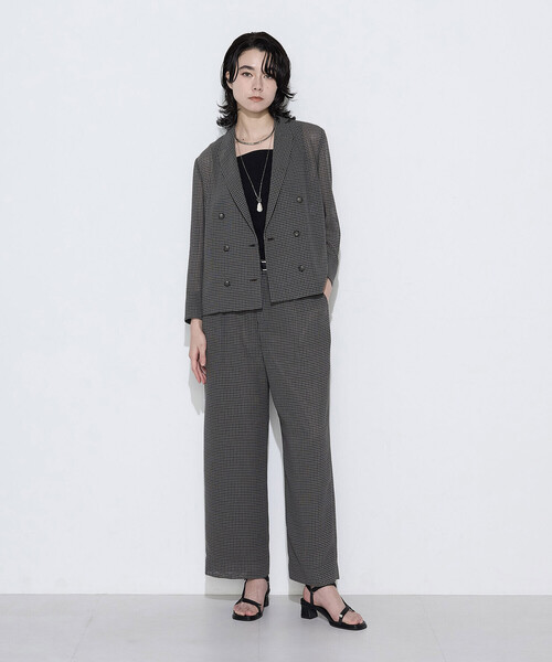 COMME CA(コムサ)の「〔 TALLサイズ 〕 【セットアップ対応】シアーチェックジャケット(テーラードジャケット・レディース・グレー/ブラウン・13号/15号)」の3枚目の写真