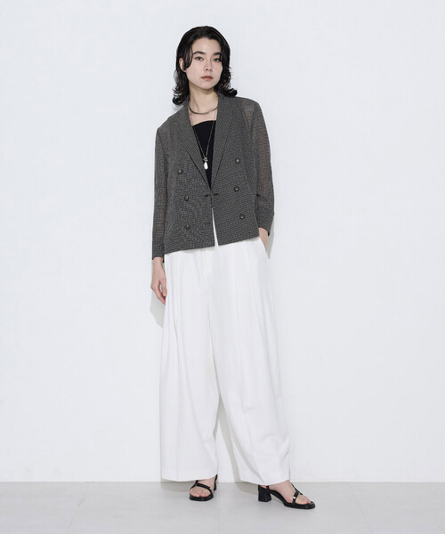 COMME CA(コムサ)の「〔 TALLサイズ 〕 【セットアップ対応】シアーチェックジャケット(テーラードジャケット・レディース・グレー/ブラウン・13号/15号)」の5枚目の写真