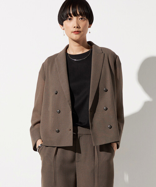 COMME CA(コムサ)の「〔 TALLサイズ 〕 【セットアップ対応】シアーチェックジャケット(テーラードジャケット・レディース・グレー/ブラウン・13号/15号)」の15枚目の写真