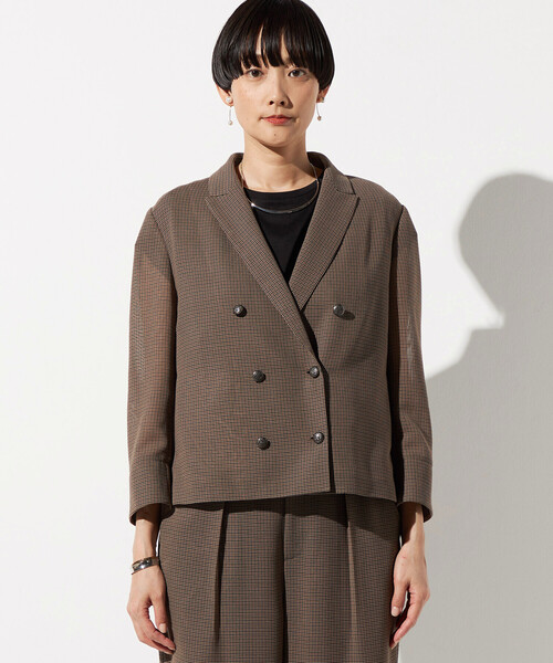 COMME CA(コムサ)の「〔 TALLサイズ 〕 【セットアップ対応】シアーチェックジャケット(テーラードジャケット・レディース・グレー/ブラウン・13号/15号)」の16枚目の写真