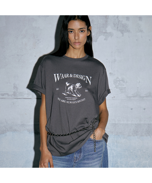 WAARFORWOMAN(ワール・フォー・ウーマン)の「WT-57 アニマルグラフィックTシャツ(3色)(Tシャツ/カットソー・レディース・チャコールグレー/ライトグレー/アイボリー・FREE)」の1枚目の写真