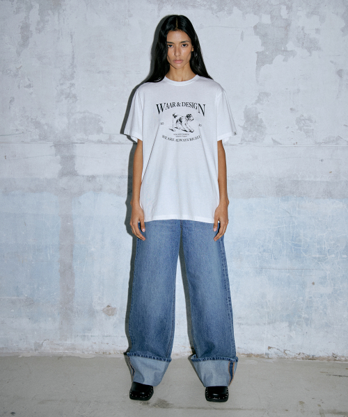 WAARFORWOMAN(ワール・フォー・ウーマン)の「WT-57 アニマルグラフィックTシャツ(3色)(Tシャツ/カットソー・レディース・チャコールグレー/ライトグレー/アイボリー・FREE)」の5枚目の写真