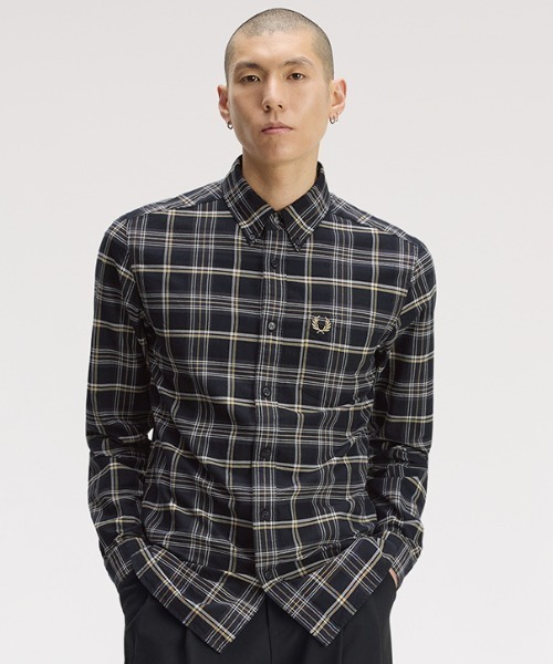 FRED PERRY(フレッドペリー)の「【先行予約受付中】Champagne Tartan Shirt/シャンパンタータンチェックシャツ(シャツ/ブラウス・メンズ・ブラック・M/L/S)」の1枚目の写真