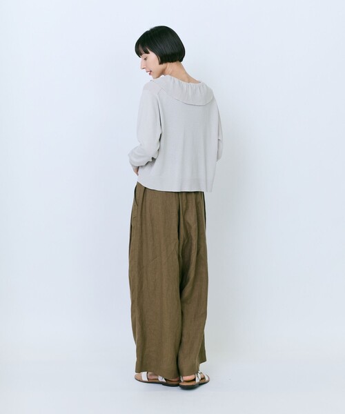 LOISIR（ロワズィール）の「和紙コットン天竺フリルディテールカーディガン（カーディガン/ボレロ・レディース・グレイッシュベージュ/グレー/ブラック・FREE）」の7枚目の写真