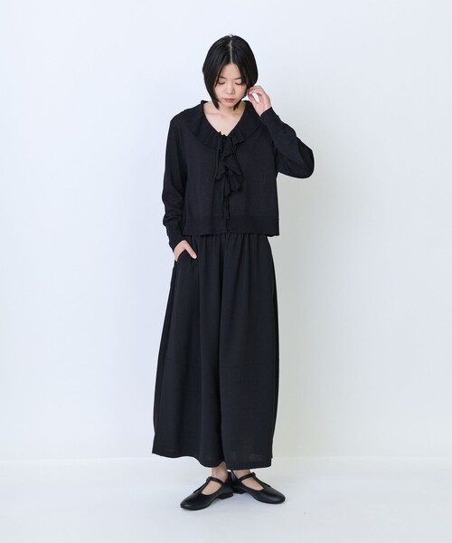 LOISIR（ロワズィール）の「和紙コットン天竺フリルディテールカーディガン（カーディガン/ボレロ・レディース・グレイッシュベージュ/グレー/ブラック・FREE）」の8枚目の写真