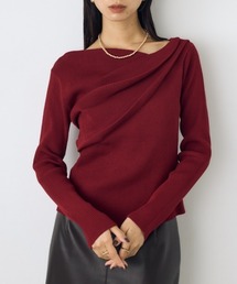 【毎年大人気！】ドレープ長袖ニットトップス 秋服 冬服 長袖 デザイントップス シルバーラメニット【身長/骨格別着用画像あり】