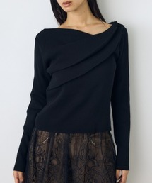 【毎年大人気!】ドレープ長袖ニットトップス 秋服 冬服 長袖 デザイントップス シルバーラメニット【身長/骨格別着用画像あり】