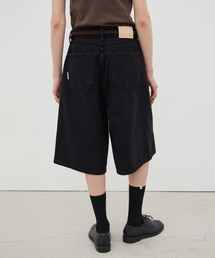 Relaxed Wide Bermuda Denim - Black
