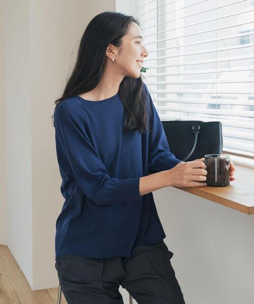 URBAN RESEARCH DOORS(アーバンリサーチドアーズ)の「ドライタッチラグランニットプルオーバー(ニット/セーター・レディース・チャコールグレー/ブラック/ブルー・FREE)」の12枚目の写真