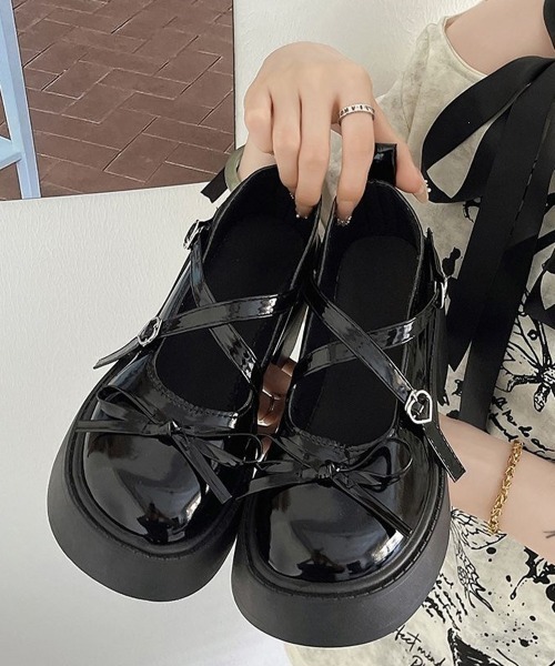 Miniministore(ミニミニストア)の「厚底ローファー リボン レディース(ローファー・レディース・ブラック/シルバー/アイボリー・25.0cm/24.5cm/24.0cm/22.5cm/23.5cm/23.0cm)」の10枚目の写真