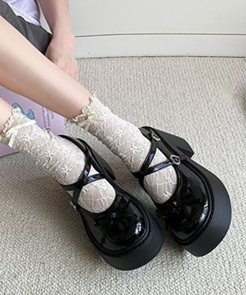 Miniministore(ミニミニストア)の「厚底ローファー リボン レディース(ローファー・レディース・ブラック/シルバー/アイボリー・25.0cm/24.5cm/24.0cm/22.5cm/23.5cm/23.0cm)」の12枚目の写真
