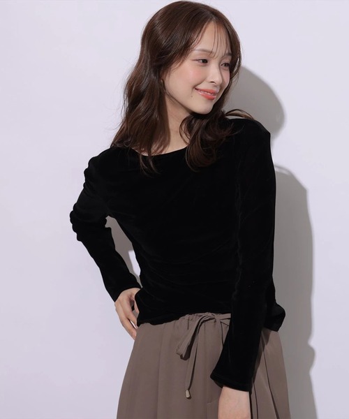 Mystrada(マイストラーダ)の「ドレープベロアカットソー(Tシャツ/カットソー・レディース・ブラック/オフホワイト・38)」の11枚目の写真