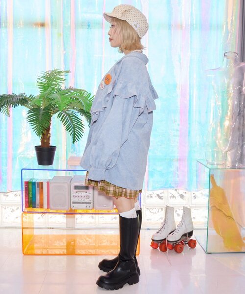 HELLO.SANFRANCISCO(ハローサンフランシスコ)の「【HELLO.SANFRANCISCO】コーデュロイフリルビッグジャケット(テーラードジャケット・レディース・ピンク/イエロー/ブルー・ONE SIZE)」の8枚目の写真