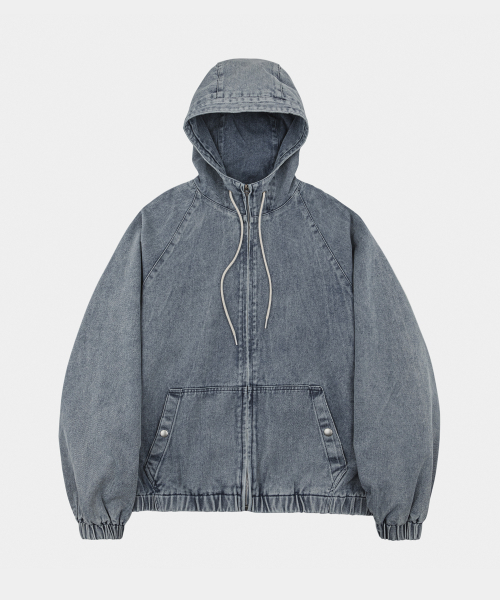 LETTERCOMO(レテルコモ)の「ウォッシュドデニムフードジップアップアーバンブルー(デニムジャケット・レディース・ブルー系その他・MEDIUM/LARGE)」の1枚目の写真