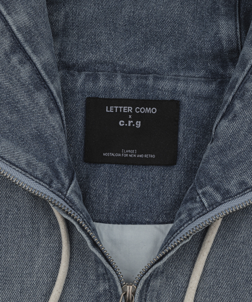 LETTERCOMO(レテルコモ)の「ウォッシュドデニムフードジップアップアーバンブルー(デニムジャケット・レディース・ブルー系その他・MEDIUM/LARGE)」の3枚目の写真