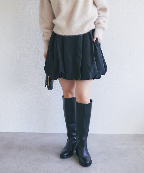 La boutique BonBon(ラブティックボンボン)の「【KAZUMI監修・大人女子におすすめ】タフタバルーンminiスカート(スカート・レディース・ブラウン/ホワイト/ブラック・36/38)」の2枚目の写真